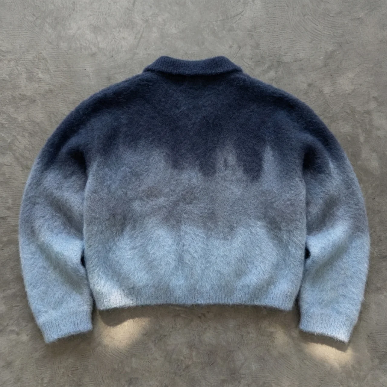 Serenity Fade – Embroidered Gradient Zip Jacket