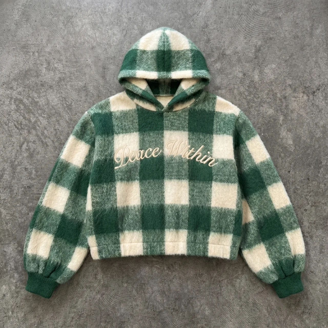 Peace Within – Checkered Fleece Hoodie